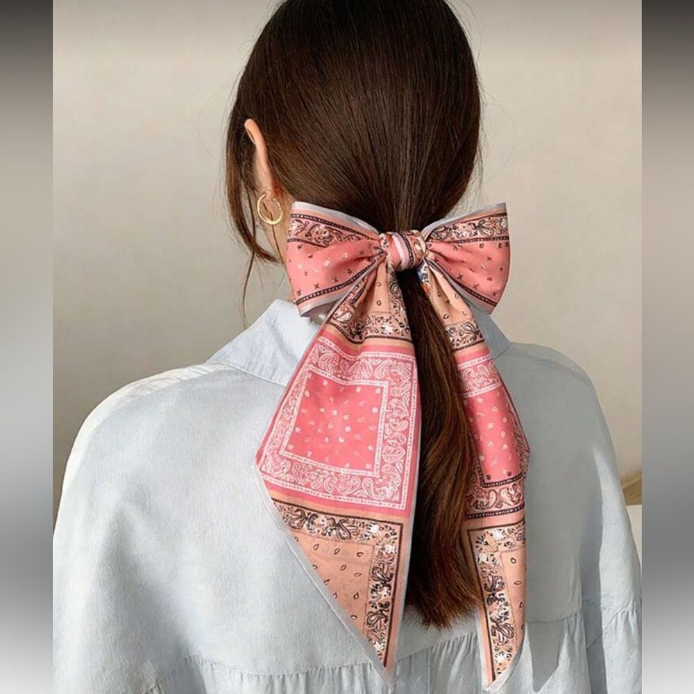 Pink Paisley Hair Scarf N1360